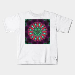 Psychedelic Kaleidoscope Pink Purple Teal and Green Kids T-Shirt